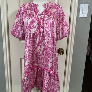 Umgee Floral Satin Like Boho/Romantic Dress Size S